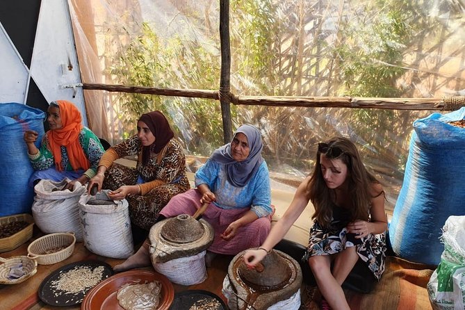 Atlas Mountains and Three Valleys & Waterfalls with Camel ride Day Trip - The argan oil cooperative stop in Tahnaout/Asni Valley