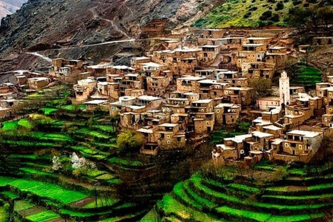 Atlas Mountains and Three Valleys & Waterfalls with Camel ride Day Trip - Ait Souka roof-terrace lunch: tasty, but optional means budget it