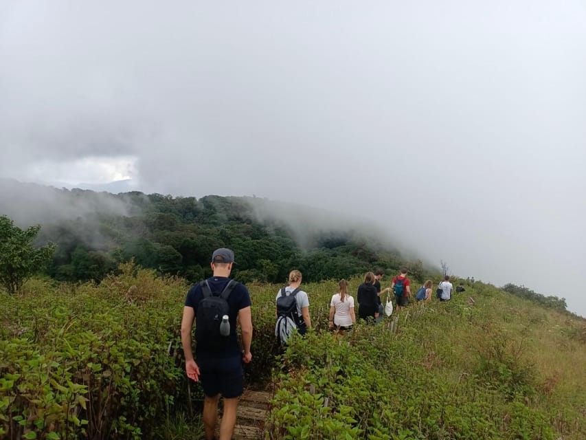 Chiang Mai: Doi Inthanon Park with Kew Mae Pan Hike Day Trip - Twin Pagodas: King and Queen memorials, reflections, and a wooden bridge