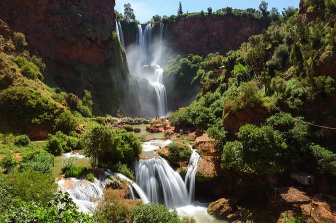 Day Trip to Ouzoud WaterFalls from Marrakech: Shared - The waterfall walk: viewpoints up top, then a steeper descent with olive trees and monkeys