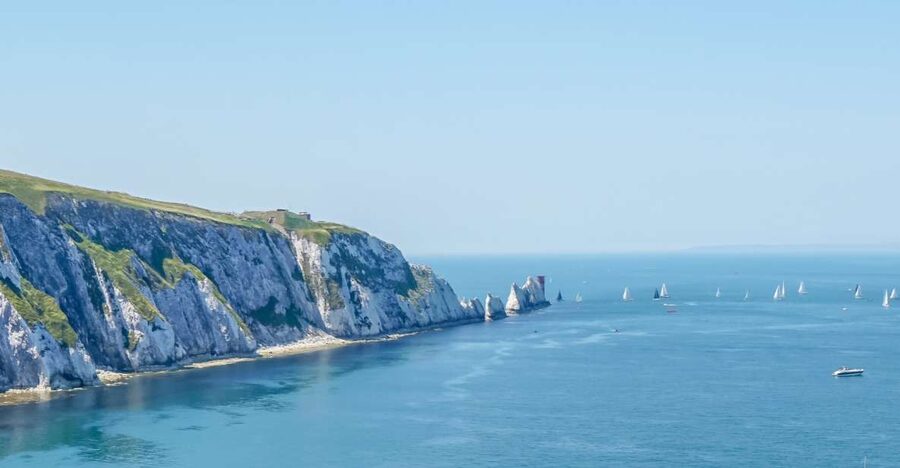 From Brighton: Isle of Wight Full-Day Trip via Portsmouth - Alum Bay beach access: chairlift or steps