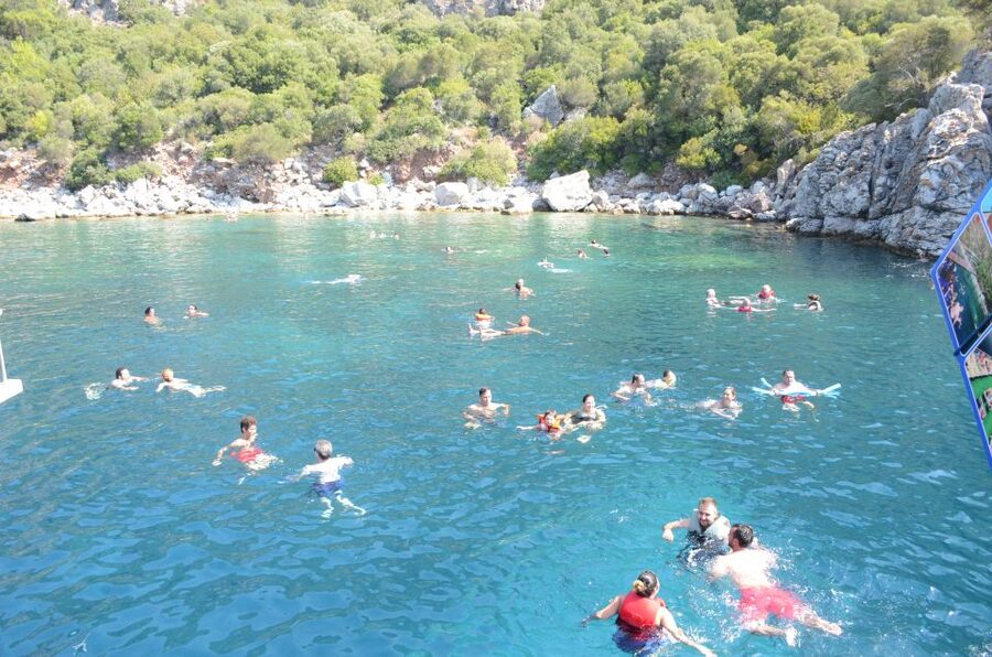 From Marmaris: Day Trip by Glass Bottom Semi Submarine - Four bay swim breaks: Aquarium Bay to Paradise Island Bay