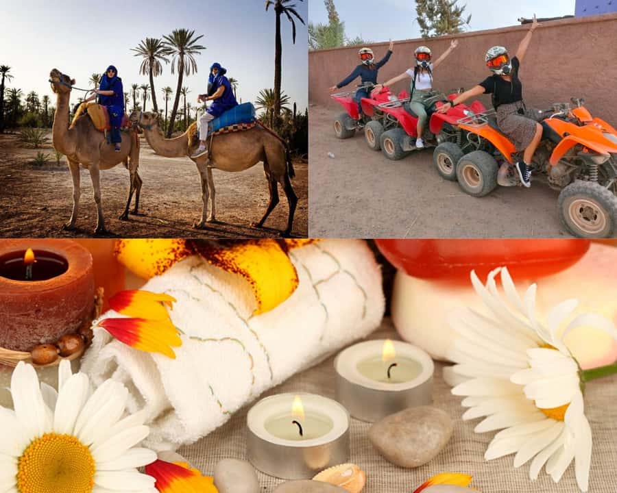 From Marrakech: Camel Ride, Quad Bike & Spa Full-Day Trip - Palmeraie camel ride: mint tea, jilbab, and Berber-style stops