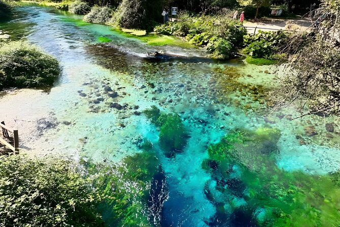 Ksamil & Saranda & Blue Eye Day Tour From Tirana ,Durres or Golem - Blue Eye (Syri i Kaltër) with entry included: wooden walkways, a small train option, and timing your photos