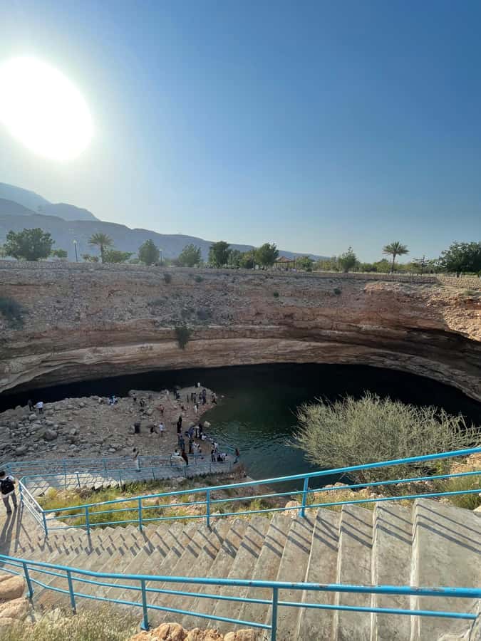 Muscat: Wadi Shab, Romantic Cave and Sinkhole Full-day Trip - Bimmah Sinkhole: a different vibe, a full hour to swim and watch light change