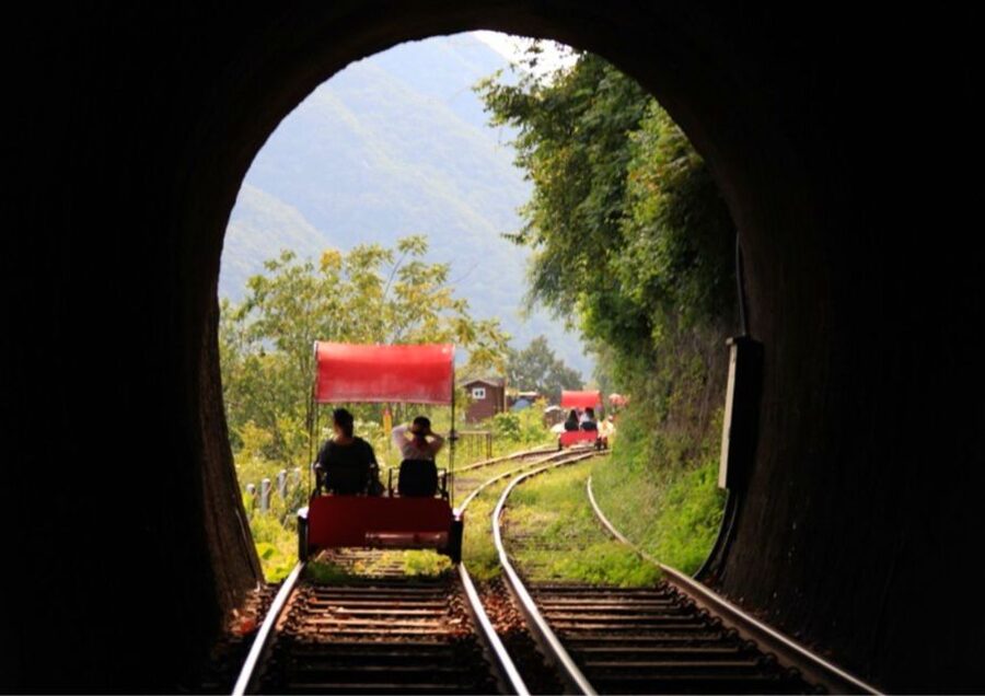 Seoul: Gangwon-do Day Trip with Alpaca World & Nami Island - Gangchon Rail Park rail bikes over the Bukhan River